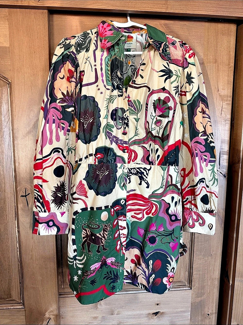 FARM Rio Magic Forest Tiered Long Sleeve Cotton Dress